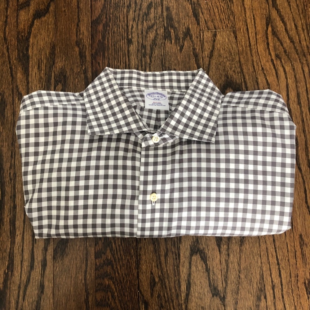 Brooks Brothers Gray Checkered Button Down